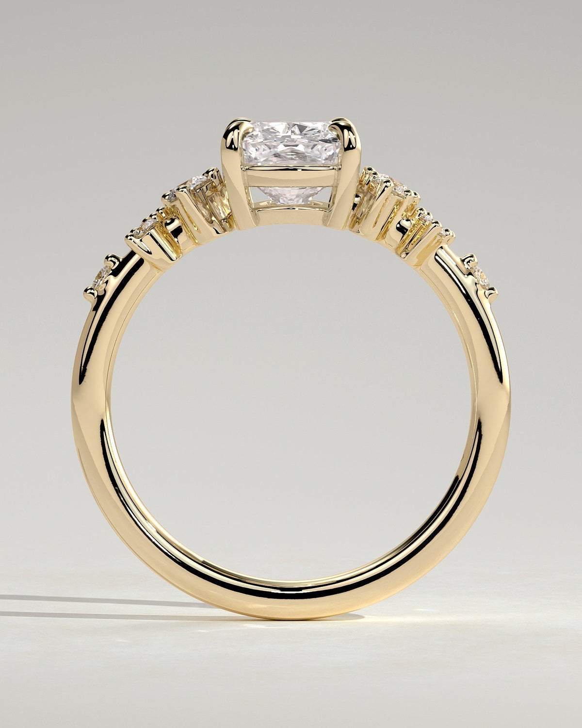 Elongated Cushion Cluster Lab Grown Diamond Engagement Ring
