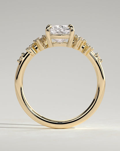 Elongated Cushion Cluster Lab Grown Diamond Engagement Ring