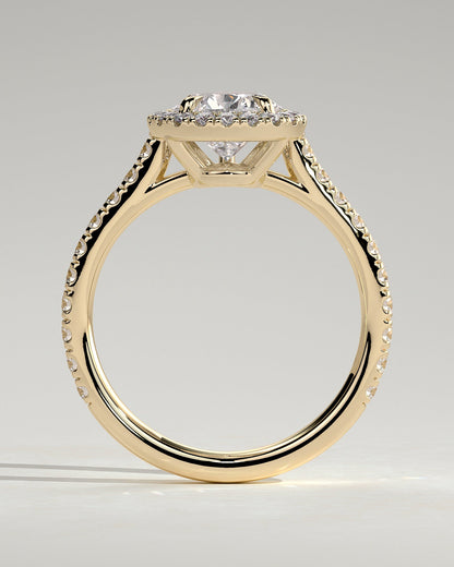 Pear Halo and Pave Lab Grown Diamond Engagement Ring