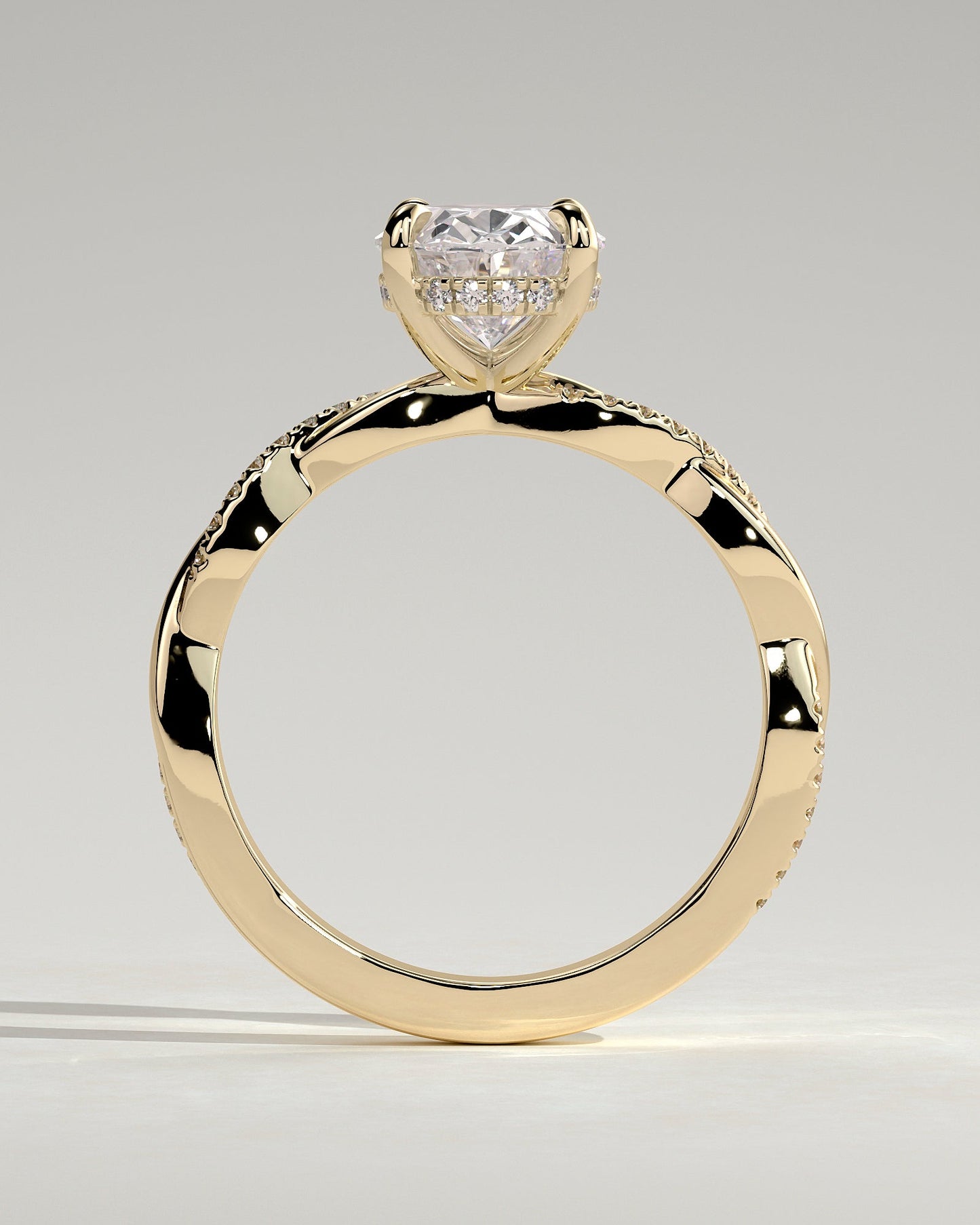 Oval Hidden Halo and Twisted Pave Lab Grown Diamond Engagement Ring