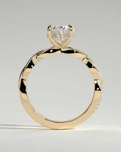 Oval Hidden Halo and Twisted Pave Lab Grown Diamond Engagement Ring