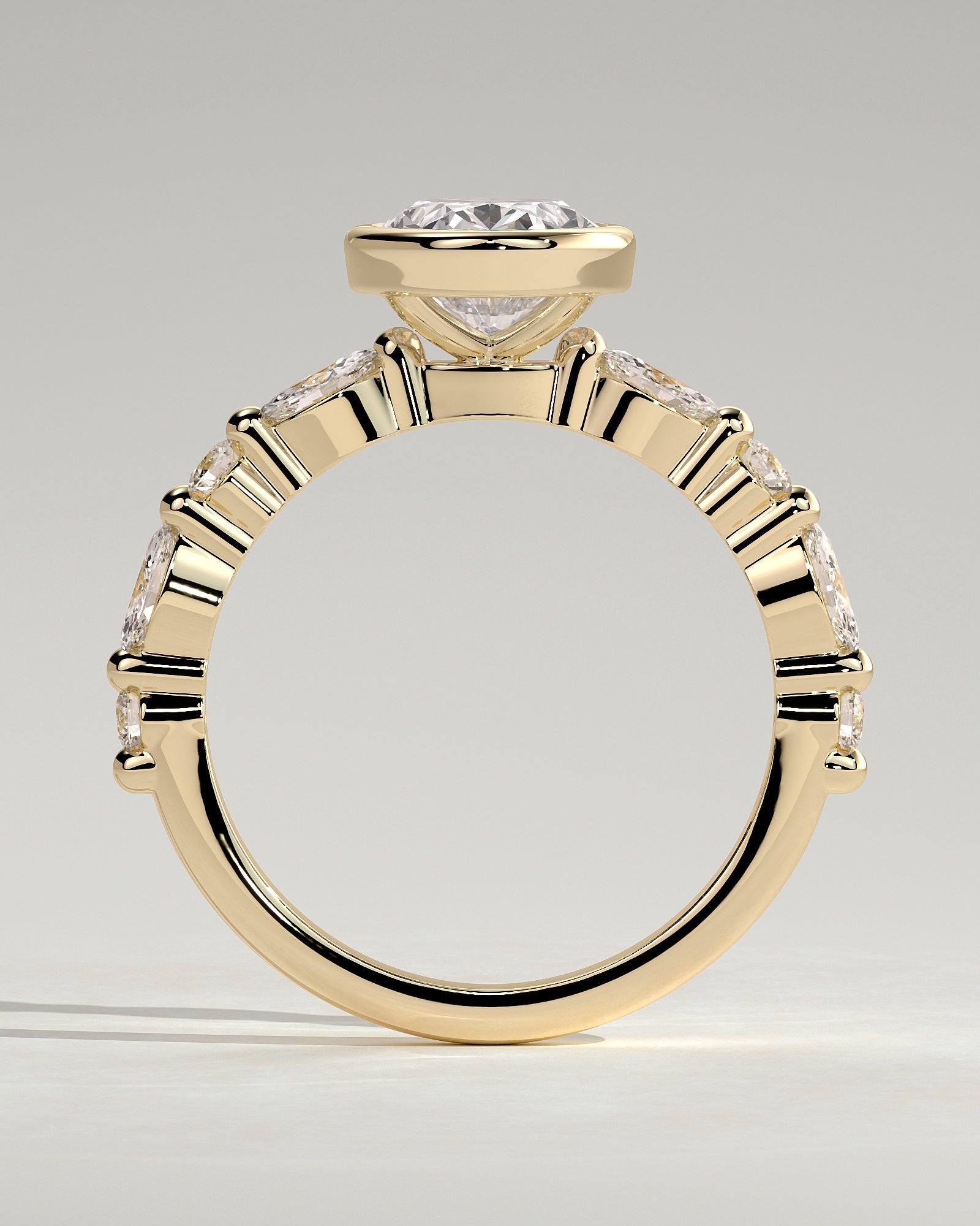 Oval Pave & Bezel Lab Grown Diamond Engagement Ring