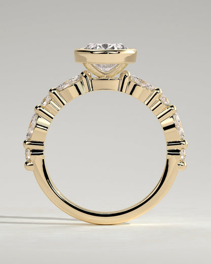 Oval Pave & Bezel Lab Grown Diamond Engagement Ring