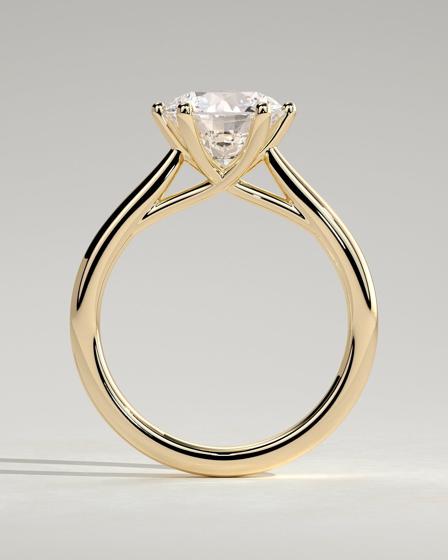 Round Solitaire & Cathedral Lab Grown Diamond Engagement Ring