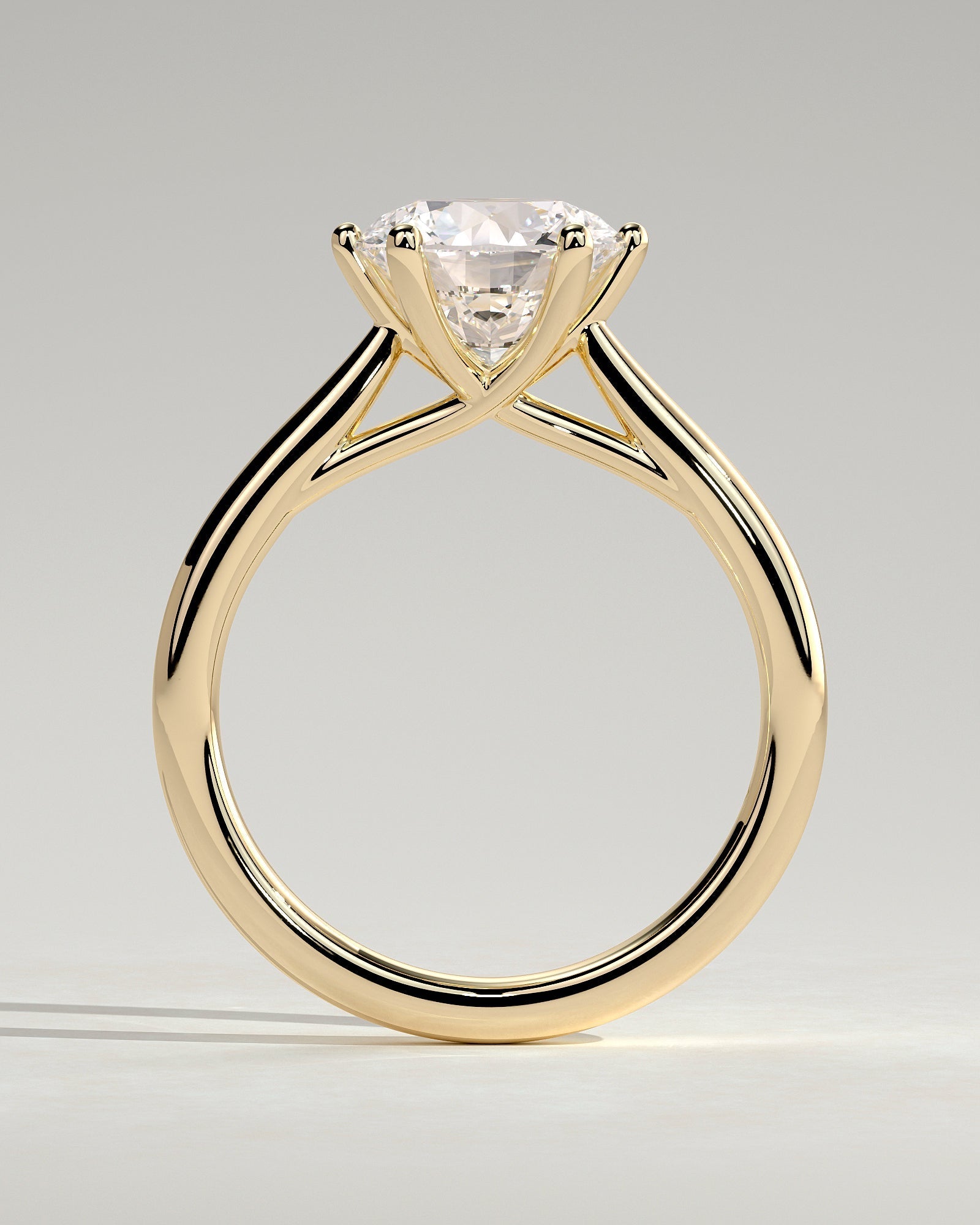 Round Solitaire & Cathedral Lab Grown Diamond Engagement Ring
