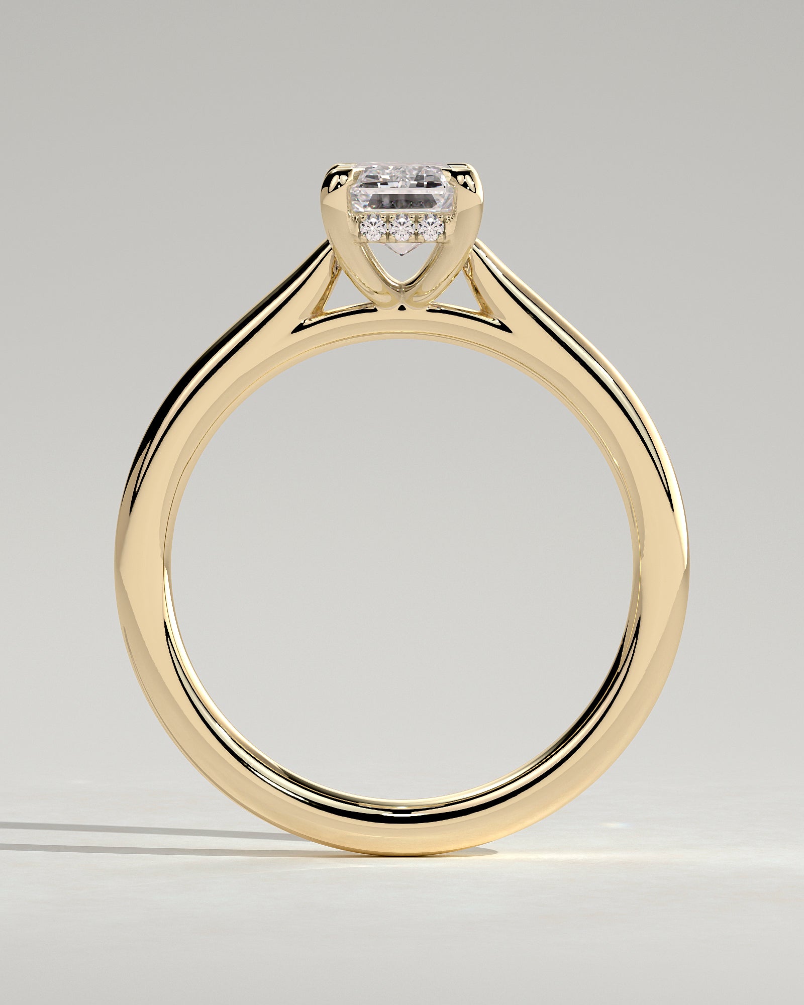 Emerald Cathedral & Hidden Halo Lab Grown Diamond Engagement Ring