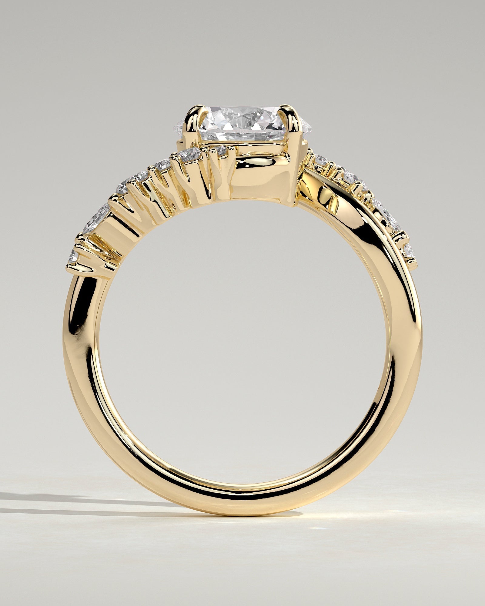 Round Swirl Cluster Lab Grown Diamond Engagement Ring