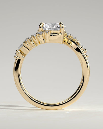 Round Swirl Cluster Lab Grown Diamond Engagement Ring