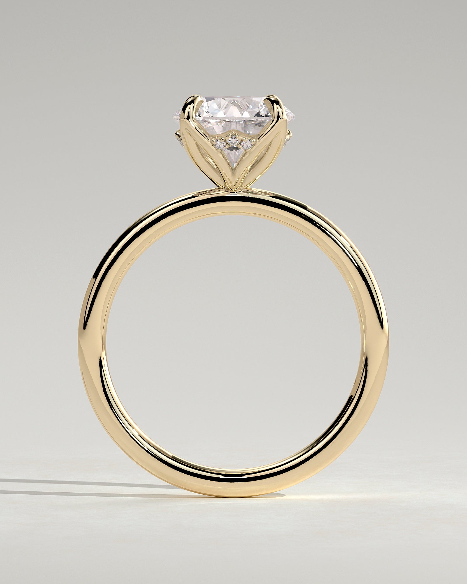 Round Hidden Halo Lab Grown Diamond Engagement Ring