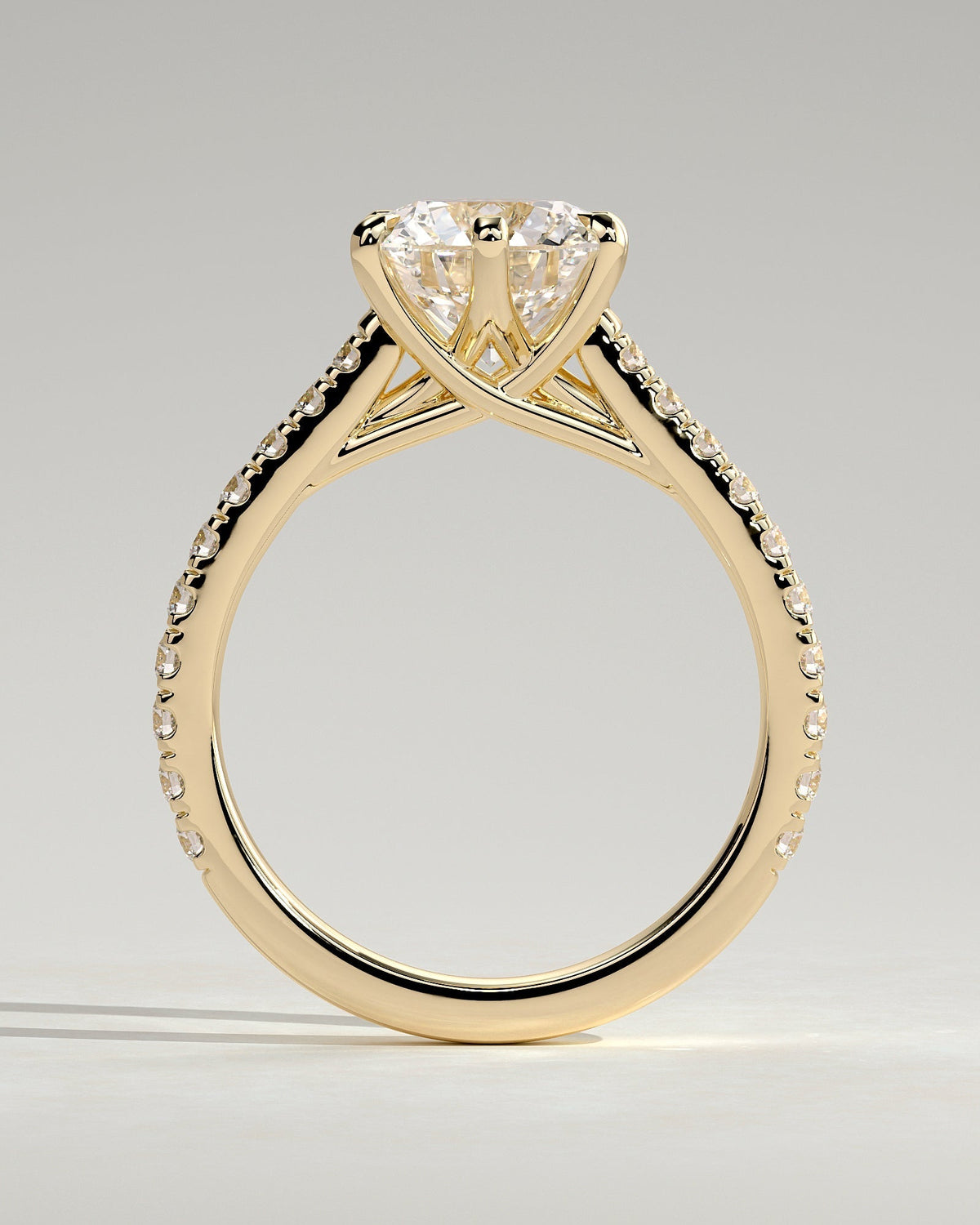 Round Pave & Cathedral Lab Grown Diamond Engagement Ring