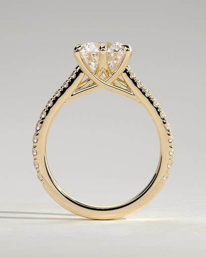 Round Pave & Cathedral Lab Grown Diamond Engagement Ring