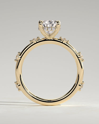 Pear Hidden Halo and Dainty Pave Lab Grown Diamond Engagement Ring