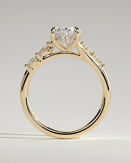 Oval Hidden Halo and Pave Lab Grown Diamond Engagement Ring