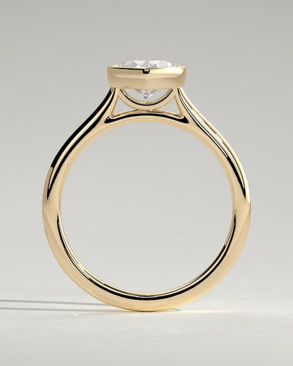 Marquise Bezel Solitaire Lab Grown Diamond Engagement Ring