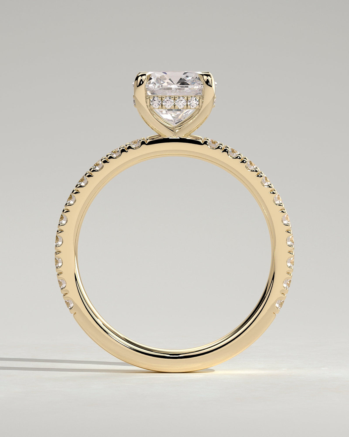 Cushion Hidden Halo & Pave Lab Grown Diamond Engagement Ring