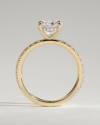 Cushion Hidden Halo & Pave Lab Grown Diamond Engagement Ring