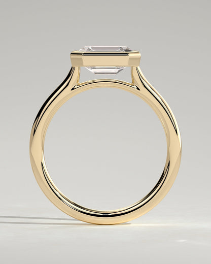 Emerald East West Solitaire Lab Grown Diamond Engagement Ring