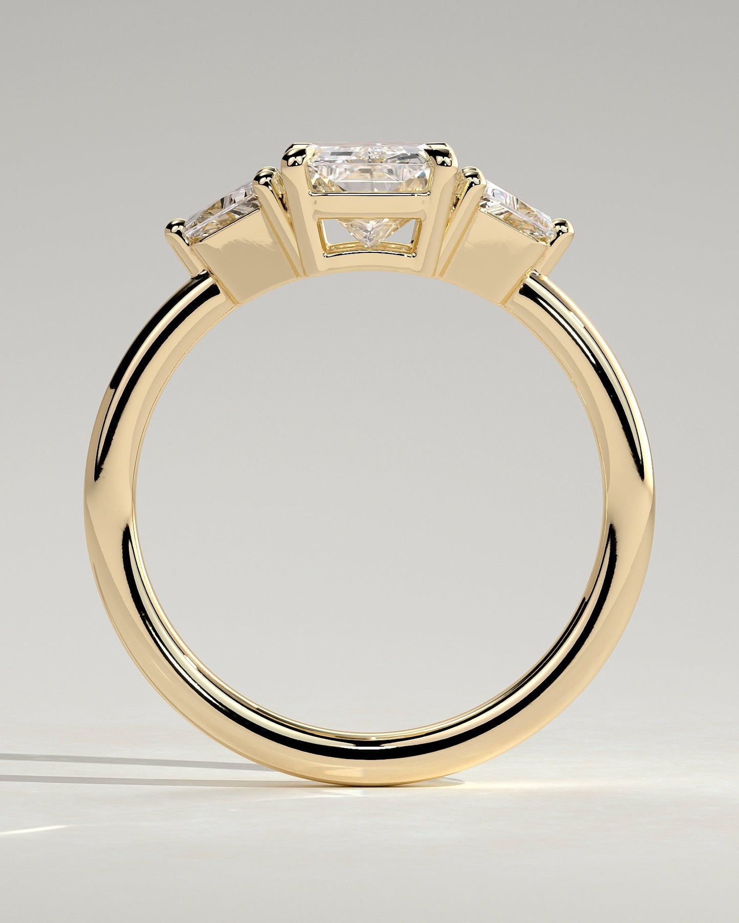 Radiant Three Stones Lab Grown Diamond Engagement Ring