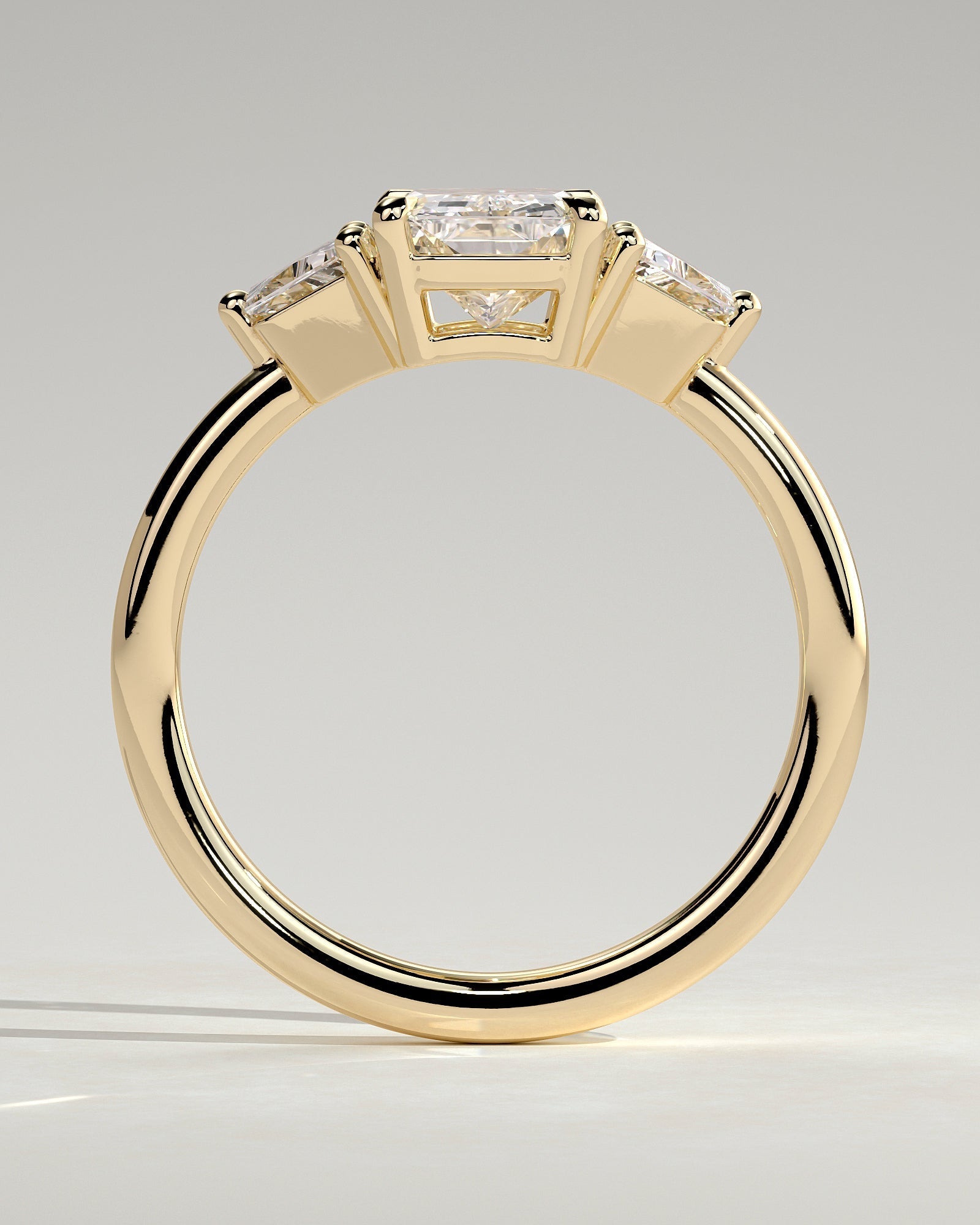 Radiant Three Stones Lab Grown Diamond Engagement Ring