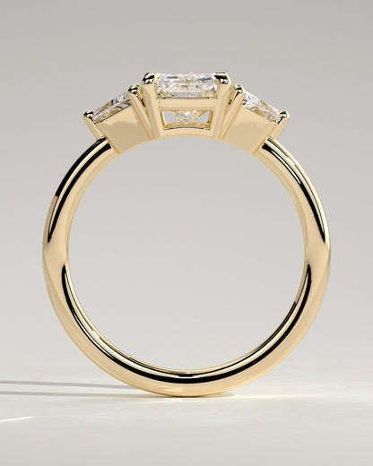 Radiant Three Stones Lab Grown Diamond Engagement Ring