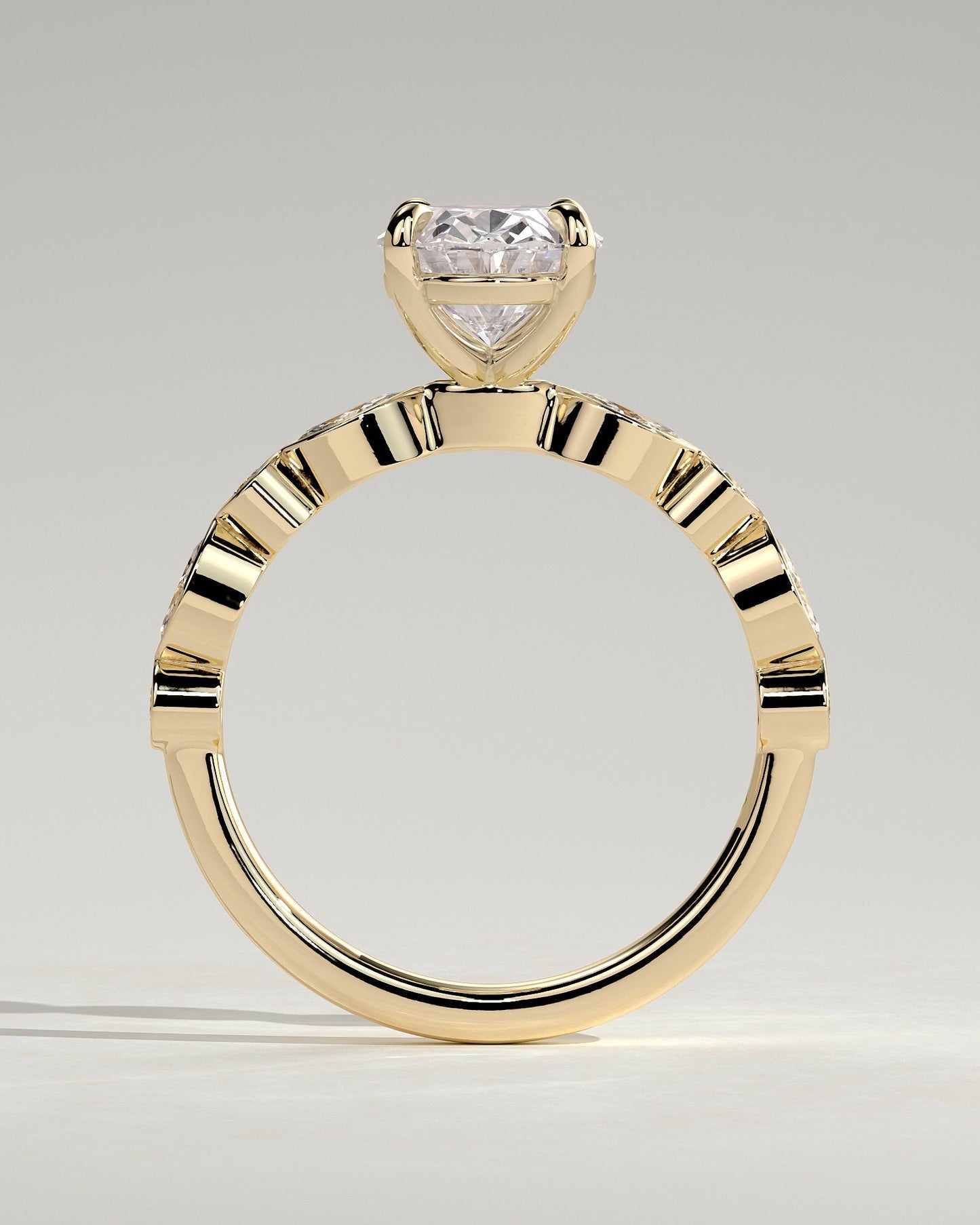 Oval Alternating Pave Lab Grown Diamond Engagement Ring