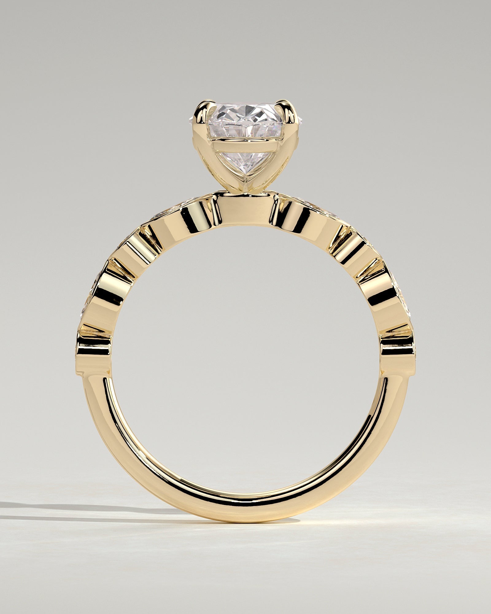 Oval Alternating Pave Lab Grown Diamond Engagement Ring