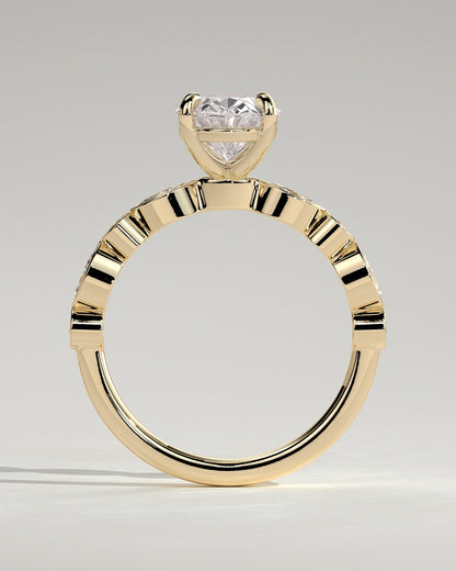 Oval Alternating Pave Lab Grown Diamond Engagement Ring
