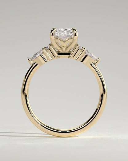 Elongated Cushion Cluster Lab Grown Diamond Engagement Ring