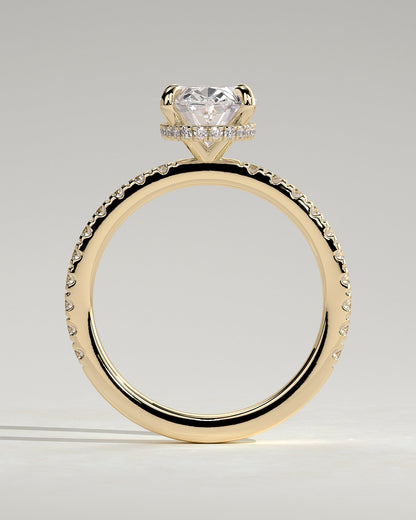 Oval Hidden Halo and Pave Lab Grown Diamond Engagement Ring