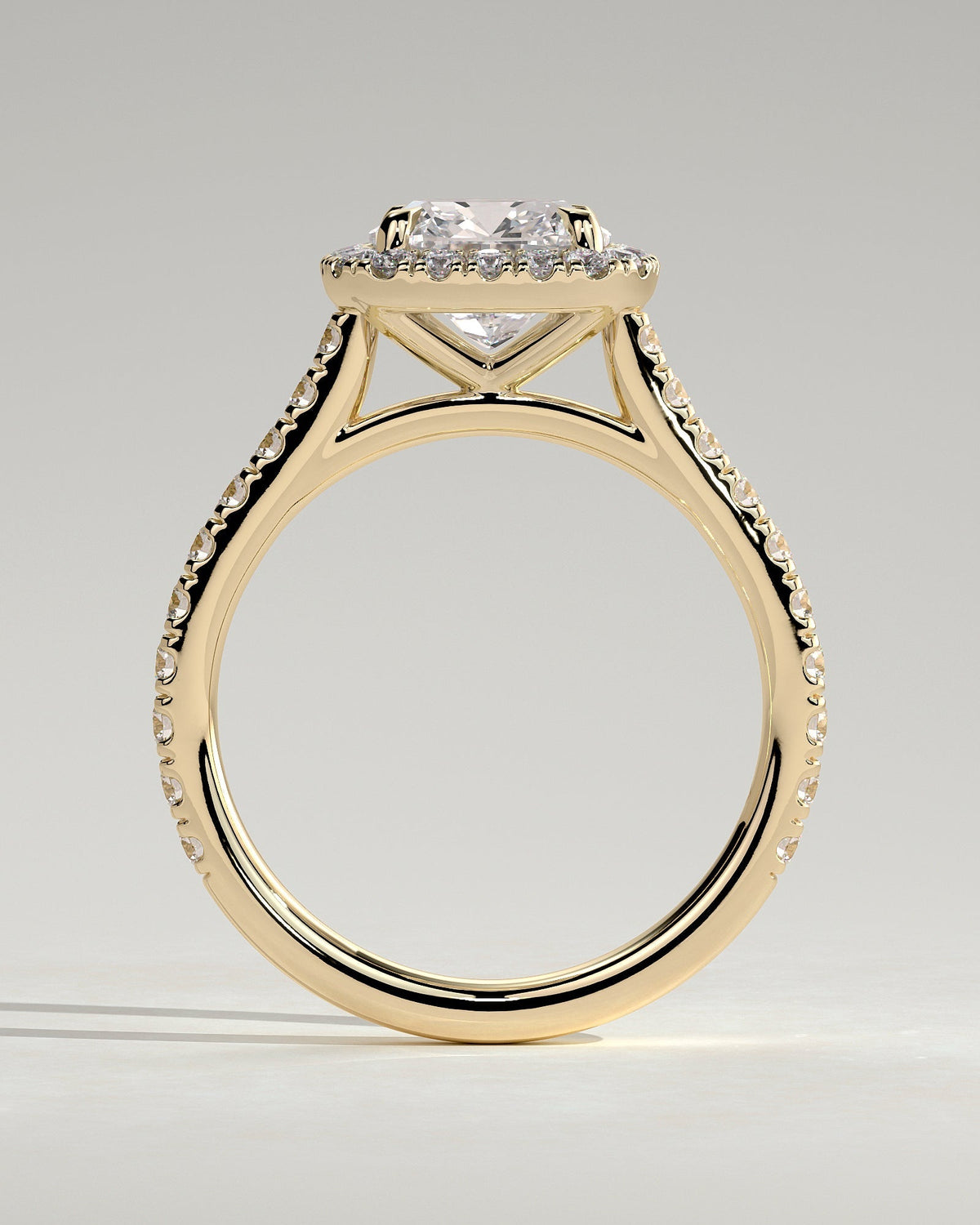 Cushion Halo and Pave Lab Grown Diamond Engagement Ring