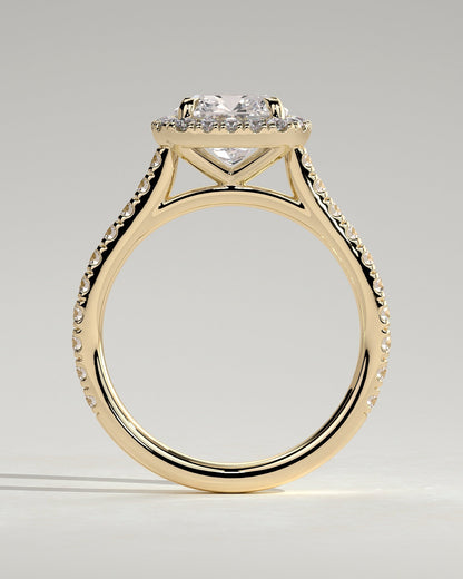 Cushion Halo and Pave Lab Grown Diamond Engagement Ring