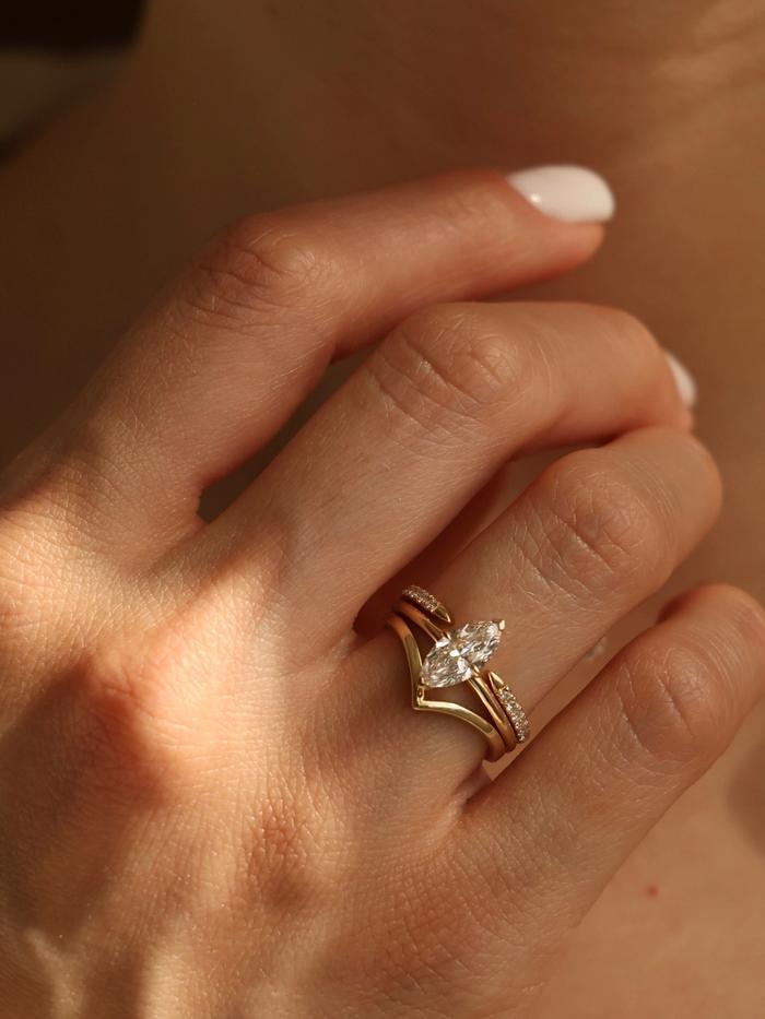 Marquise Cut Cluster Styled Lab Grown Diamond Engagement Ring