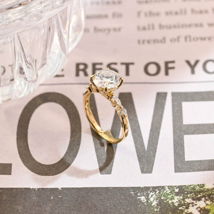 Stunning 2.0 CT Round Moissanite Engagement Ring with Pave Design 2