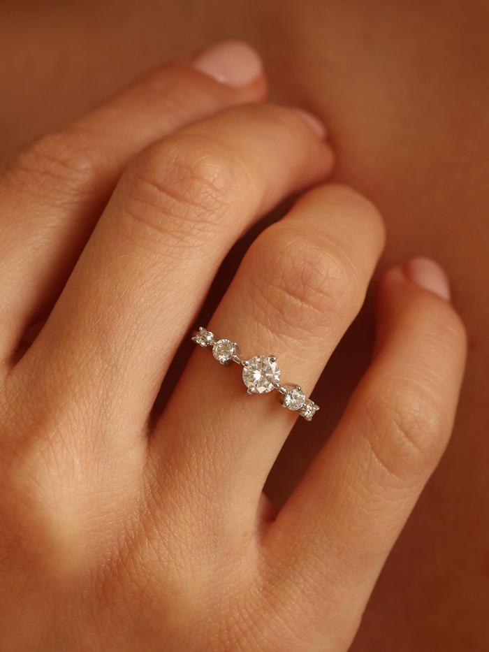 Marquise Cut Cluster Styled Lab Grown Diamond Engagement Ring