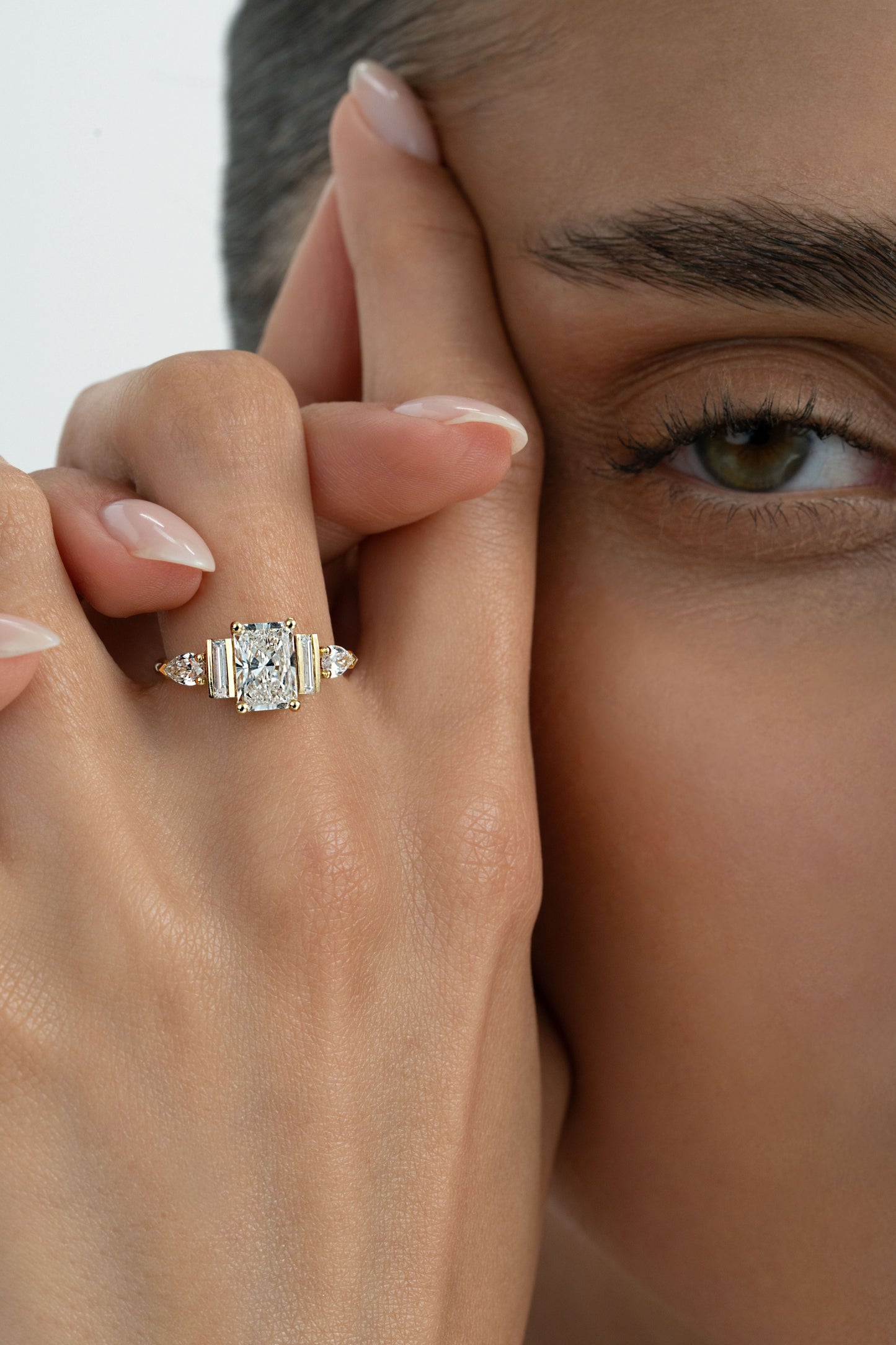 2 CT Round Three Stones Lab Grown Diamond Engagement Ring