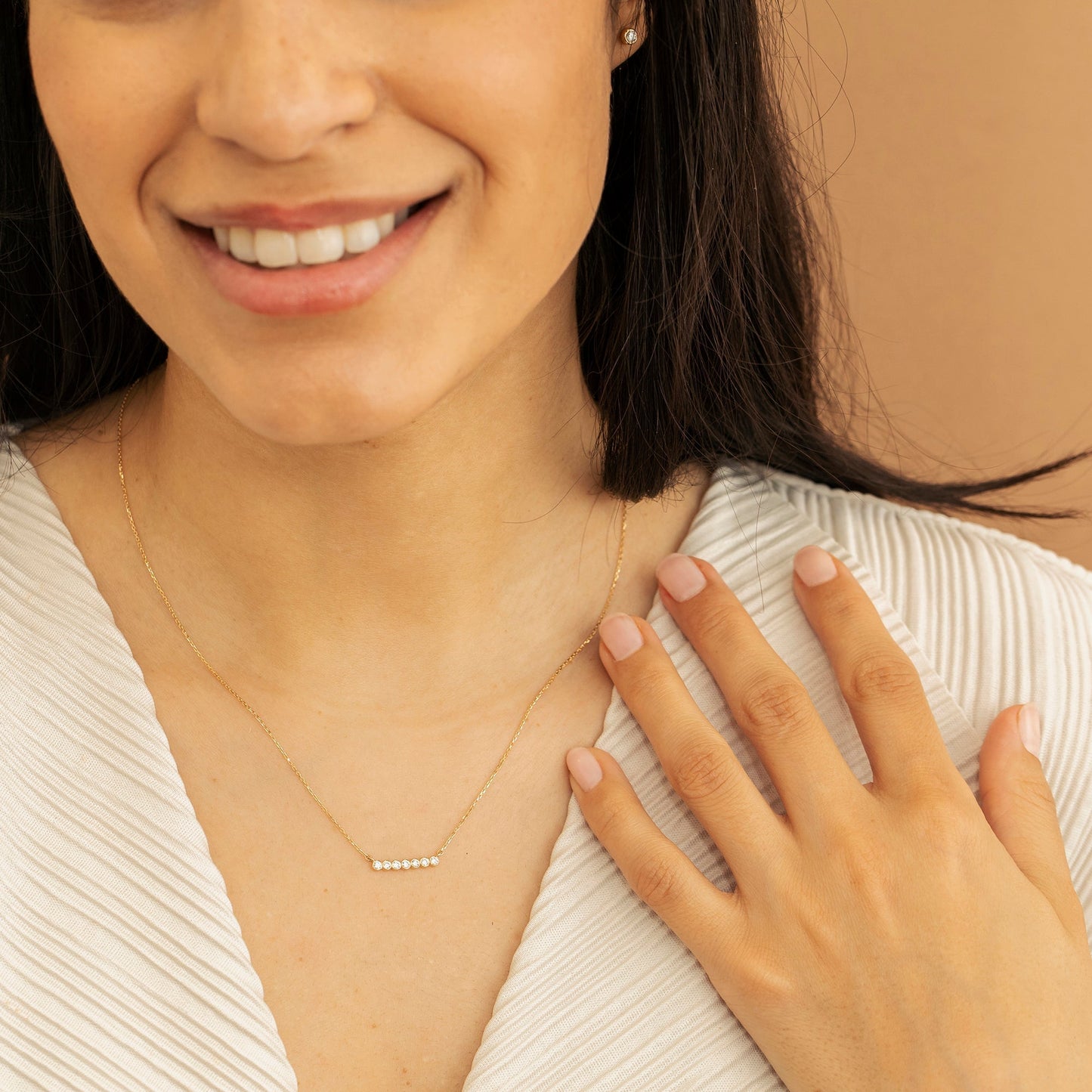 1.0 CT Round Bezel Solitaire Lab Grown Diamond Necklace