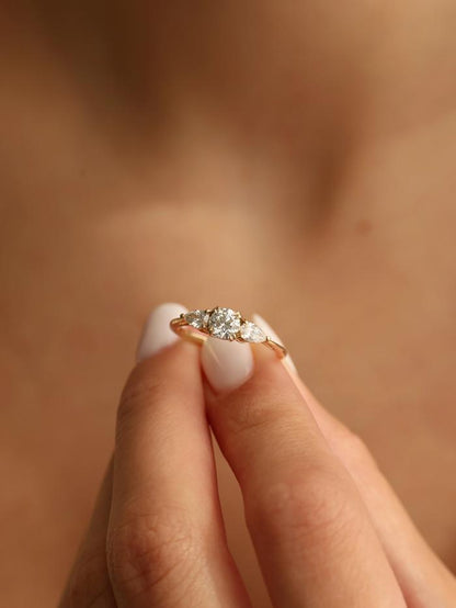 Marquise Cut Cluster Styled Lab Grown Diamond Engagement Ring
