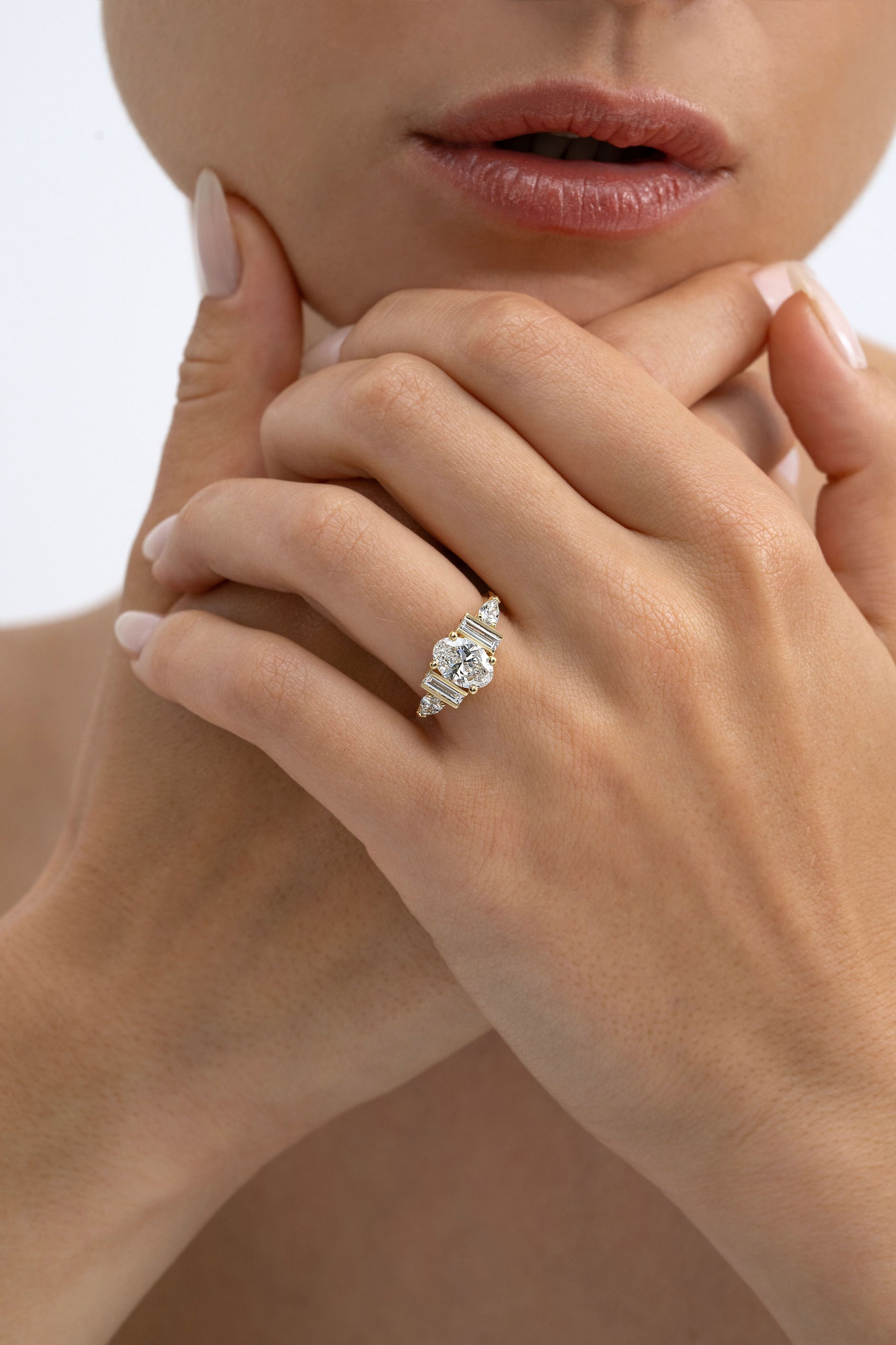 2 CT Round Three Stones Lab Grown Diamond Engagement Ring