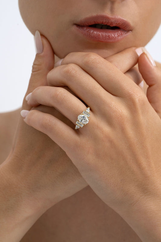 2 CT Round Three Stones Lab Grown Diamond Engagement Ring