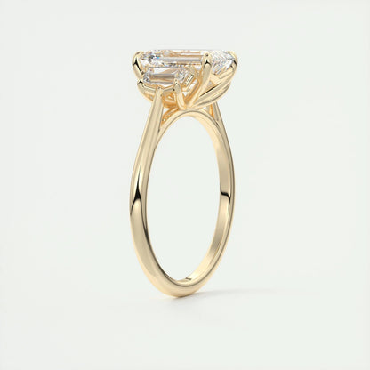 1.91 CT Emerald Cut Three Stone Moissanite Engagement Ring 13