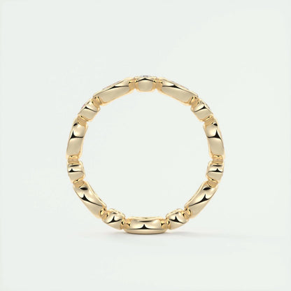 0.98 Marquise and Round Bezel Moissanite Bridal Wedding Band 10