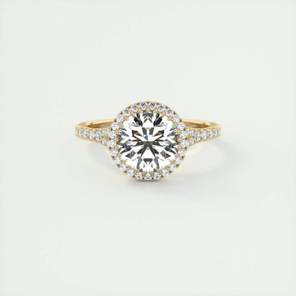 2.0 CT Round Halo Split Shank Moissanite Engagement Ring 7