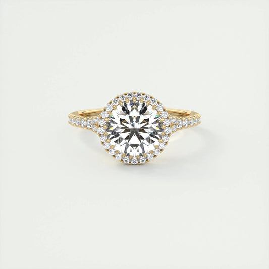 2.0 CT Round Halo Split Shank Moissanite Engagement Ring 7