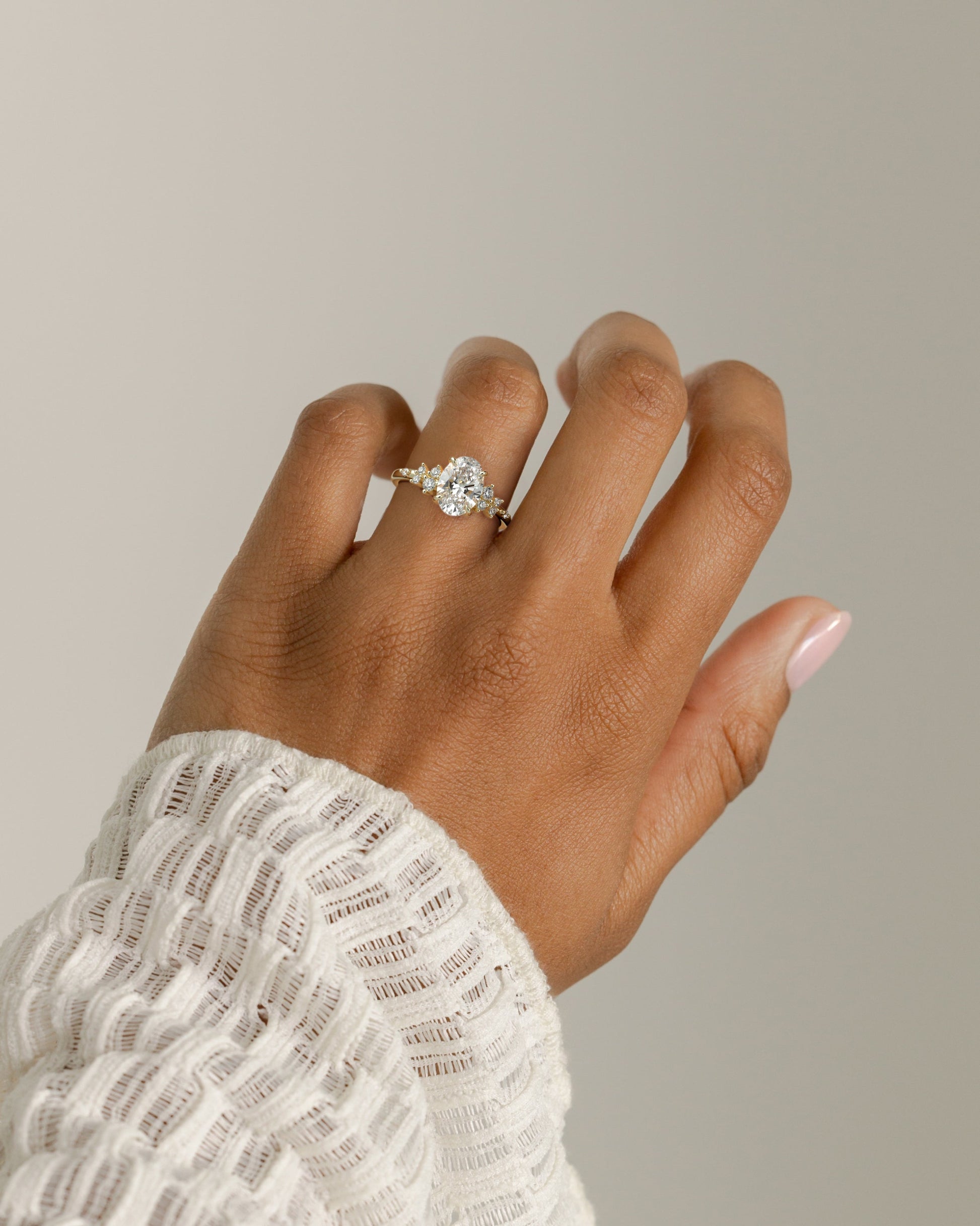 Oval Cluster Lab Grown Diamond Engagement Ring