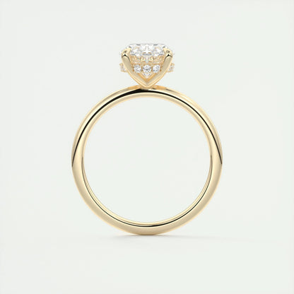 1.91 CT Oval Solitaire Hidden Halo Moissanite Engagement Ring 15