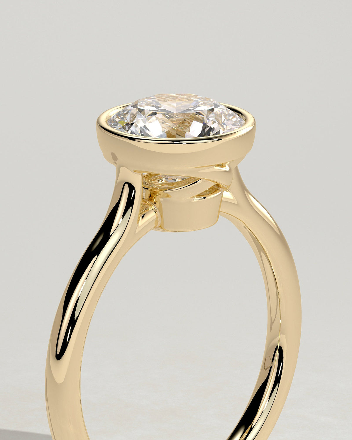 Round Bezel Solitaire & Cathedral Lab Grown Diamond Engagement Ring