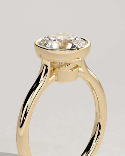 Round Bezel Solitaire & Cathedral Lab Grown Diamond Engagement Ring