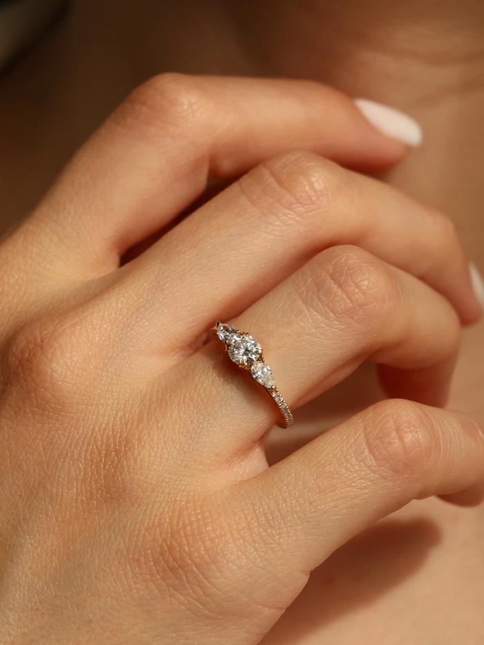Marquise Cut Cluster Styled Lab Grown Diamond Engagement Ring