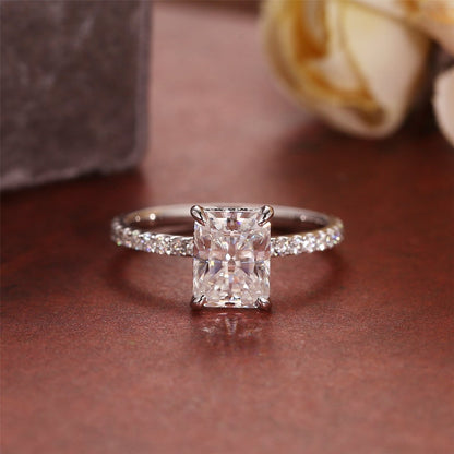 Stunning 4.0 CT Radiant Moissanite Engagement Ring with Pave Design 2