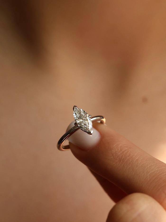 Marquise Cut Cluster Styled Lab Grown Diamond Engagement Ring